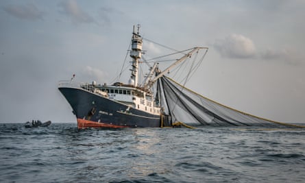 The Oriental Kim, a 75-metre Senegalese-flagged tuna vessel, is seen fishing off Liberia’s coast