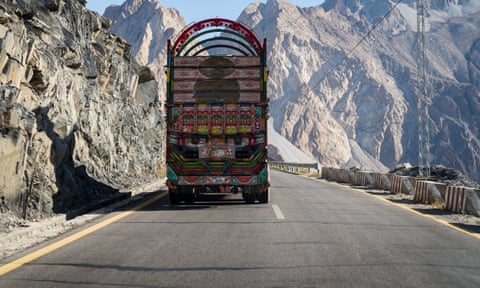 Driving on the Karakoram Highway, built by the governments of Pakistan and China.