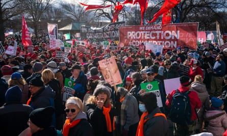 Anti-abortion activists participate in March for Life rally in Washington, DC in January 2023.