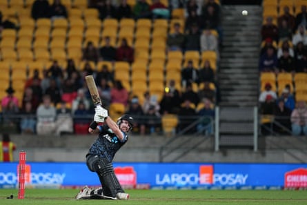 New Zealand’s Nick Kelly plays a shot during the fourth Twenty20 international cricket match between New Zealand and South Africa