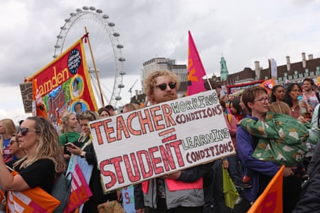 NEU teachers on a rally in central London in support of their strike action today.