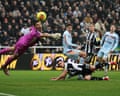 Brentford's Vitaly Janelt scores their equaliser past Newcastle's keeper Nick Pope.