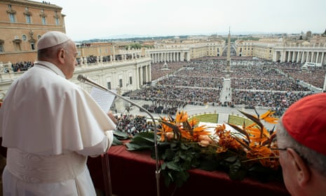 Pope Francis leads the Easter mass at St Peter’s Square at the Vatican.