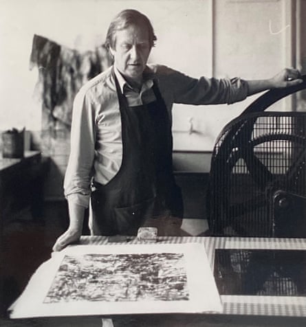 Brian Perrin in the workshop at Wimbledon School of Art, where he was head of printmaking for more than 30 years