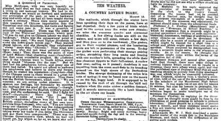 Tightly packed columns of a 1904 edition of the Guardian