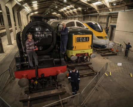 Three of Jeremy Hosking's trains side by side