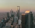 The skyline of Riyadh at sunset