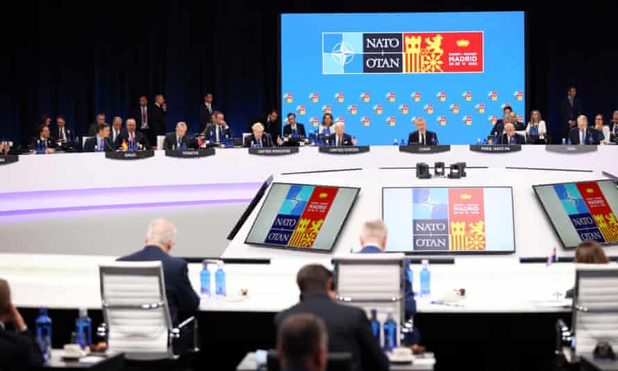Nato leaders in the conference hall in Madrid on 30 June.