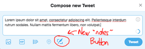 A mockup of how a “notes” attachment on Twitter might look