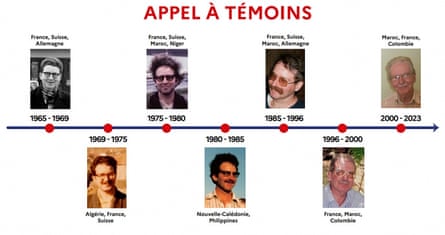 A public appeal notice bearing portraits, taken in different years and locations, of Jacques Leveugle.
