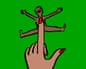 illustration of a woman's finger touching a small man's body
