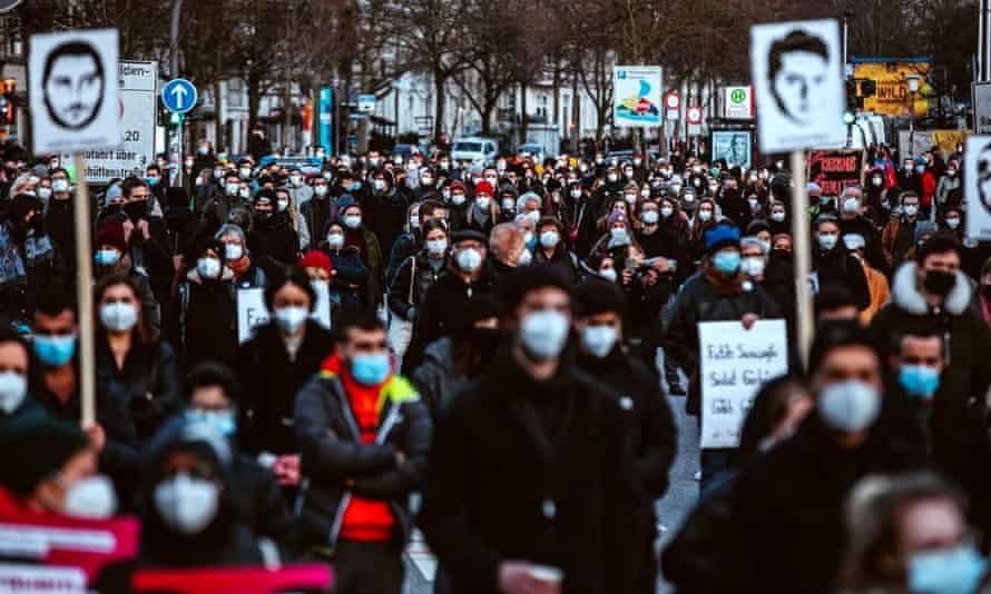 A march in February of this year commemorating the victims of the far-right Hanau terror attack.