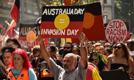 People take part in an Invasion Day rally on 26 January in Melbourne