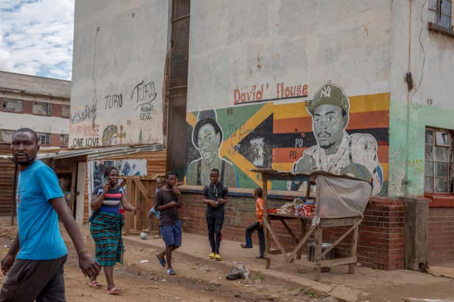 Local dancehall artists are captured in a mural by Matsika.