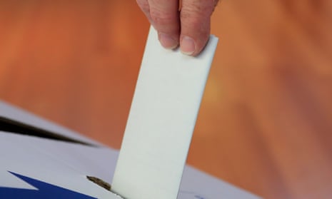 A vote being cast