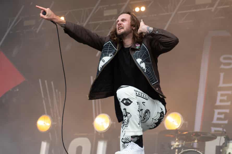 Lawrence Taylor of While She Sleeps on stage.
