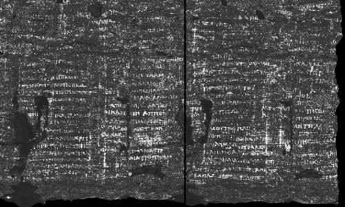 AI helps researchers read ancient scroll burned to a crisp in Vesuvius eruption | Science | The Guardian