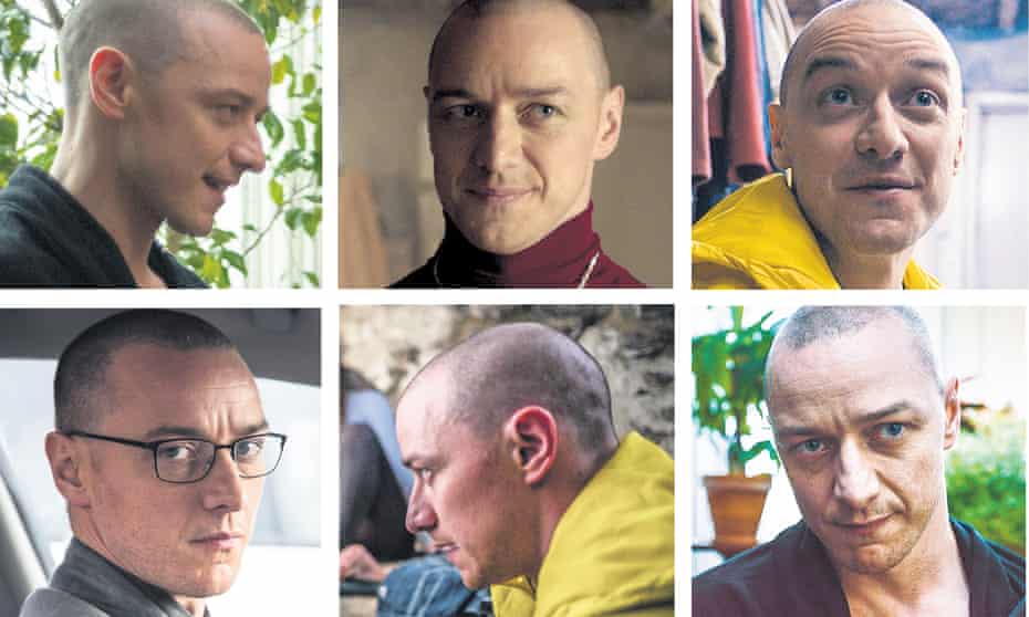 Spot the difference … some of James McAvoy’s personae in Split.