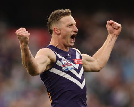 Josh Treacy kicks the Dockers' opening goal