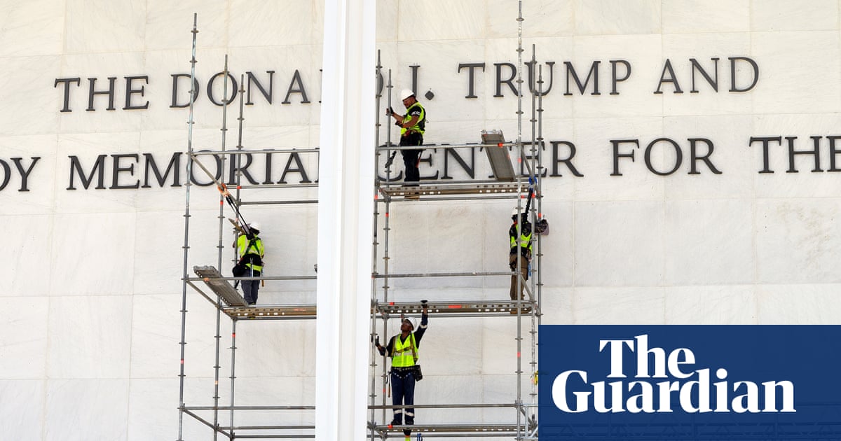 Patriotic onlookers gather to watch workers perform the rarest of Washington rituals: removing Trump’s name from something instead of slapping it on like a branding rash.