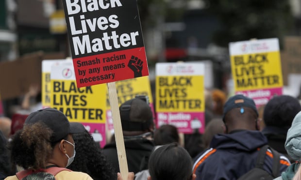 Black Lives Matter protesters march through west London in August 2020
