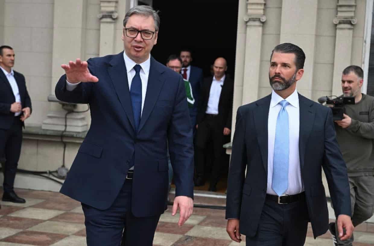 Aleksandar Vucic and Donald Trump Jr in Belgrade.