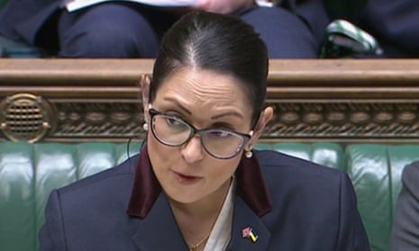 The home secretary, Priti Patel, updating the Commons on visa requirements for Ukrainian refugees trying to enter the UK.