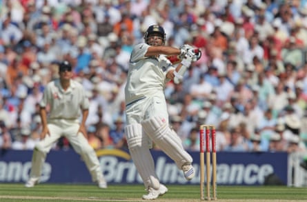 Sachin Tendulkar pictured hooking James Anderson for four at the Oval during a Test match in 2007.
