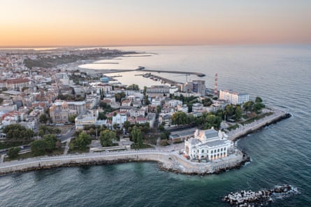 Aerial view of Constanța and the surrounding sea