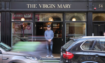 Vaughan Yates, outside his bar, The Virgin Mary