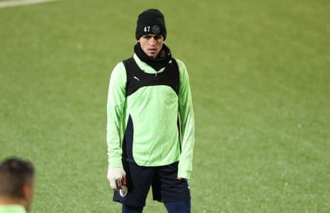 Phil Foden has travelled to Bodo despite being forced off with a broken right hand in Manchester City’s Premier League defeat at Old Trafford on Saturday.