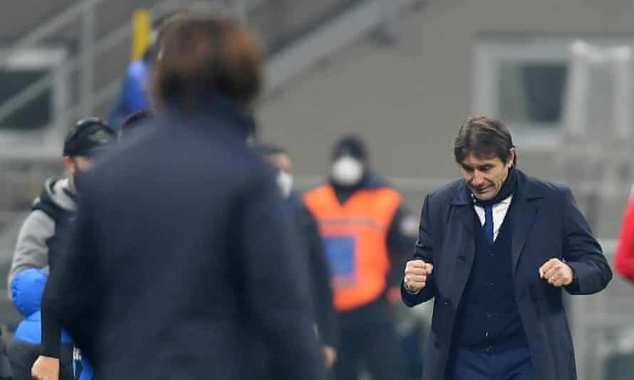 Antonio Conte (right) got the better of Andrea Pirlo on the touchline.