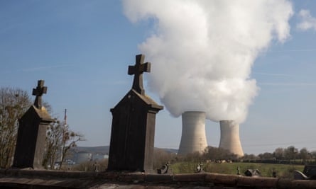 A view from a cemetery of the nuclear power plant in Tihange, Belgium.
