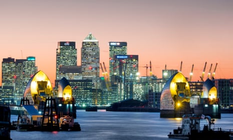 Canary Wharf with Thames Barrier