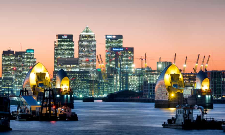 Canary Wharf and Thames Barrier, London
