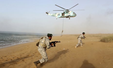 Iran's military began its annual war games near the Gulf of Oman this month