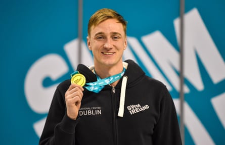 Shane Ryan with his gold medal after winning the 50m backstroke final at the Irish Championships in 2022