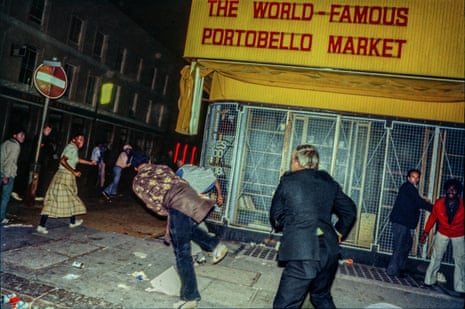Carnival-goers clashing with police, Notting Hill, London, 27 August 1979