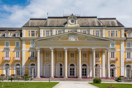 Facade of yellow Grand hotel Rogaška.