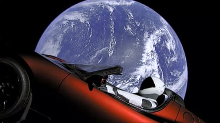 spacesuit in Elon Musk’s red Tesla sports car which was launched into space