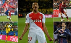 Who to replace Neymar
Atlético Madrid's Antoine Griezmann, Monaco's Kylian Mbappé, Liverpool's Philippe Coutinho, Borussia Dortmund's Ousmane Dembélé and PSG's Ángel Di María