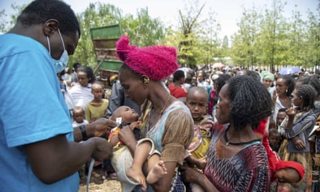 A child is screened for malnutrition in Tigray. Ethiopia's government has imposed what the UN calls ‘a de facto humanitarian aid blockade’ in the region.
