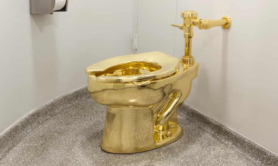 A gold toilet