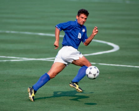 Roberto Baggio playing for Italy