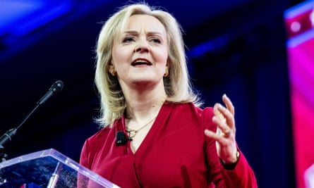 Liz Truss, Former United Kingdom Prime Minister, speaking at the Conservative Political Action Conference held at the Gaylord National Resort & Convention Center in National Harbor, Maryland.