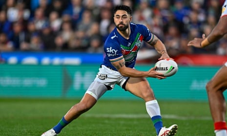 Shaun Johnson goes to pass the ball during the game against the Knights