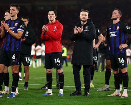 Kim Hellberg of Middlesbrough with dejected players
