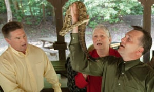 'In a way, the camera was my shield' … Pond's shot of Wolford holding up Old Yeller after being bitten appears in her book Test of Faith.