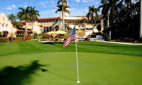 A golf course on the west lawn of the Mar-a-Lago estate, Palm Beach, Florida. 