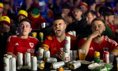 Wales fans watching the World Cup at the Vale Sports Arena on November 29, 2022 in Penarth, Wales.
